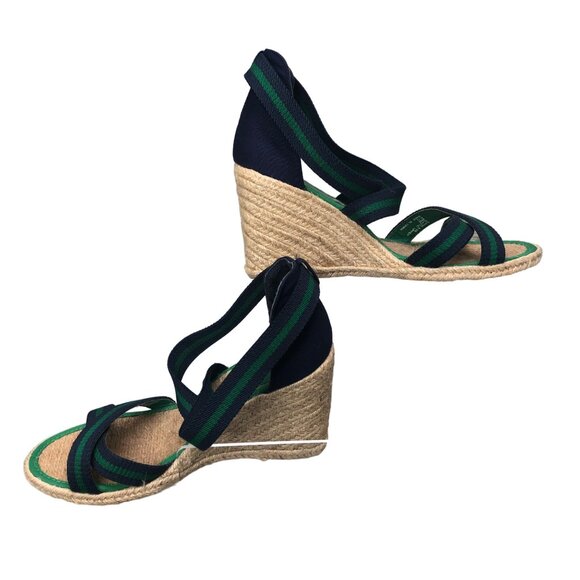 Lauren Ralph Lauren Espadrille Wedge Sandals Sz 8.5B Elastic Upper Preppy NOTE - Picture 1 of 16